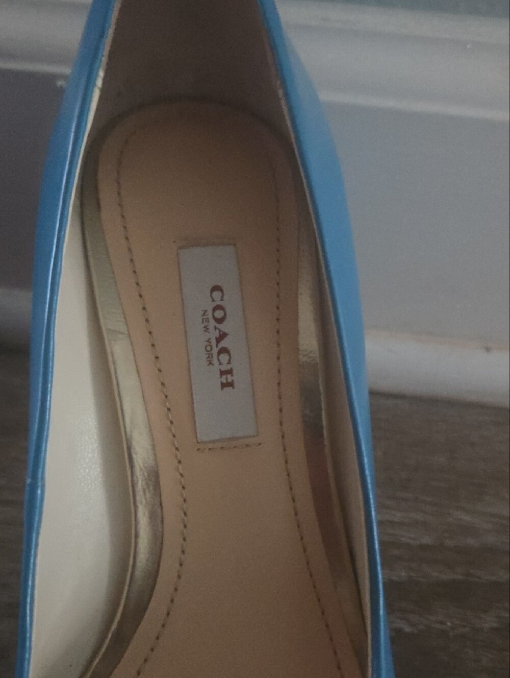 Coach Metallic-Plate Blue Pointed Toe Pumps - Picture 2 of 4